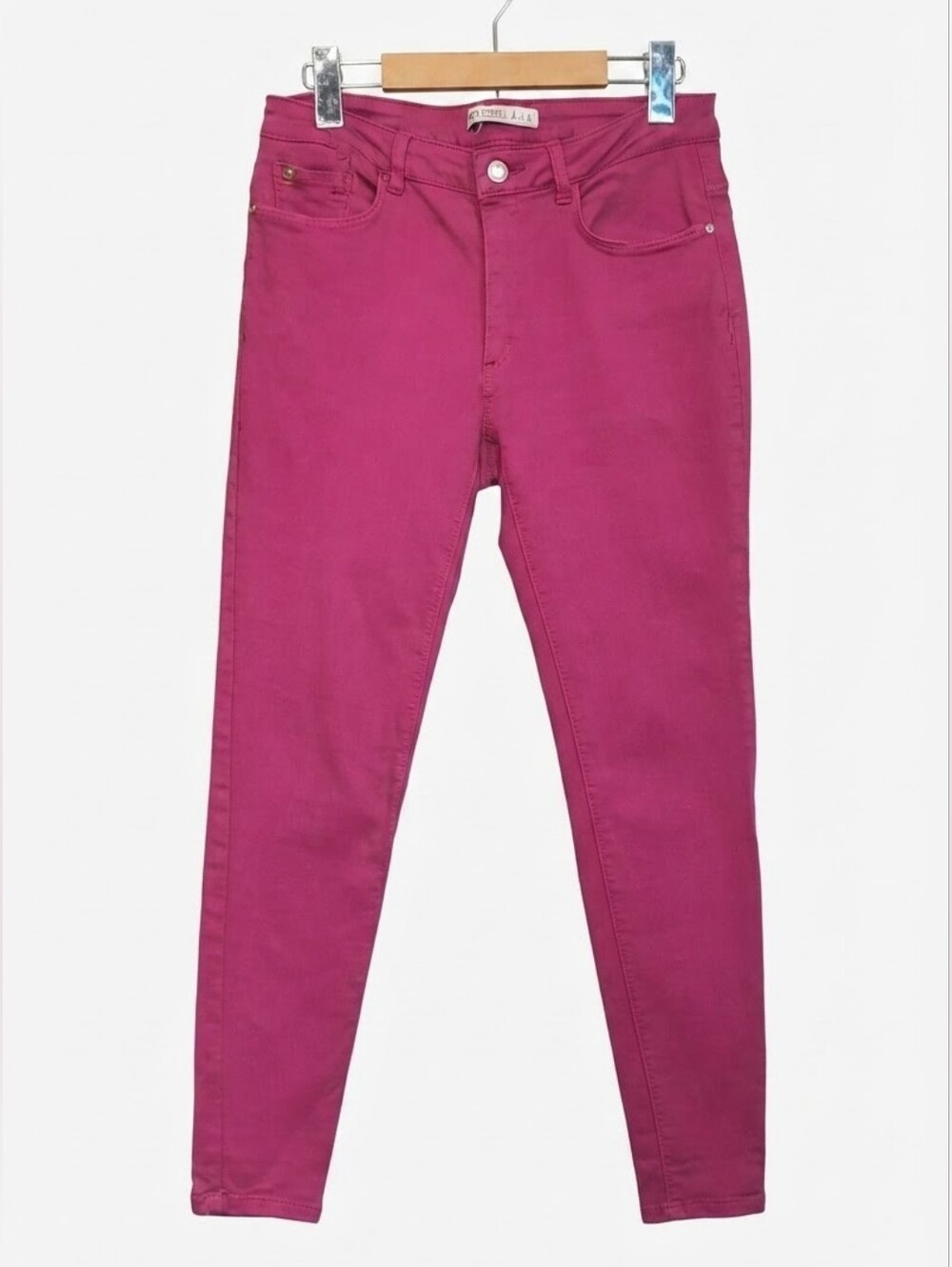 Zara Basic Z1975 Denim Magenta Pink Skinny Jeans Womens Size 10 Barbiecore